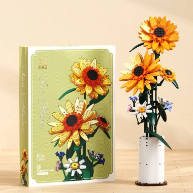 Mô hình hoa hướng dương mini lắp ghép, đồ chơi giáo dục sáng tạo, quà sinh nhật