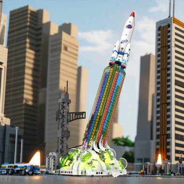 Mô hình Rainbow Rocket Space - Đồ chơi lắp ghép mini giáo dục có đèn, giảm giá 22%