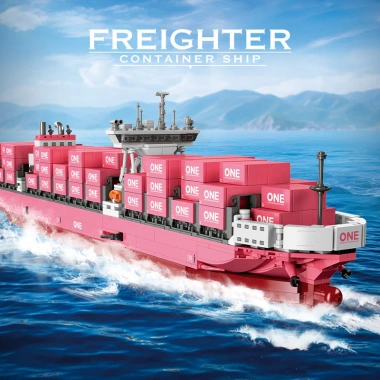 Mô hình tàu container màu hồng lắp ghép - Đồ chơi chở hàng, giảm còn 1.49 triệu