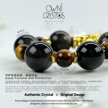 Móc khóa đá Obsidian bạc bảo vệ sức khỏe, pha lê tự nhiên, túi unisex - Ownicrystals Giá ưu đãi 499,998 VND