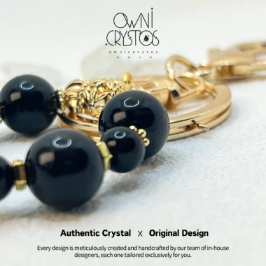 Móc khóa đá Obsidian bạc bảo vệ sức khỏe, pha lê tự nhiên, túi unisex - Ownicrystals Giá ưu đãi 499,998 VND