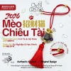 Móc treo Mèo Thần Tài Phong Thủy 2.026 Thạch Anh Tím, Vàng, Obsidian Bạc OwniCrystos