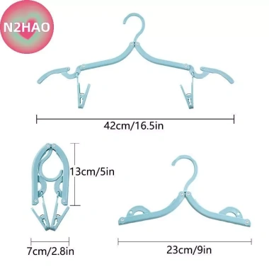Móc treo quần áo N2HAO 19 chiếc – Chống trơn trượt, gập lại, 12 kẹp, giá phơi, 172.920₫ 9