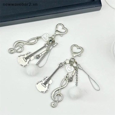 Mới 1/2 Đàn Guitar Ngọt Ngào Dễ Thương – Móc Khóa Dây Xích Charm Ba Lô Trang Trí Quà Tặng Nữ Tính
