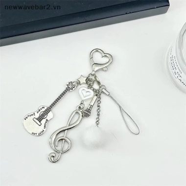 Mới 1/2 Đàn Guitar Ngọt Ngào Dễ Thương – Móc Khóa Dây Xích Charm Ba Lô Trang Trí Quà Tặng Nữ Tính