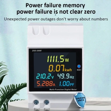 MONQIQI AC Màn Hình 6 Trong 1 KWh Đo Tần Số 110V-220V-380V 100A Hiển Thị Công Suất & PF