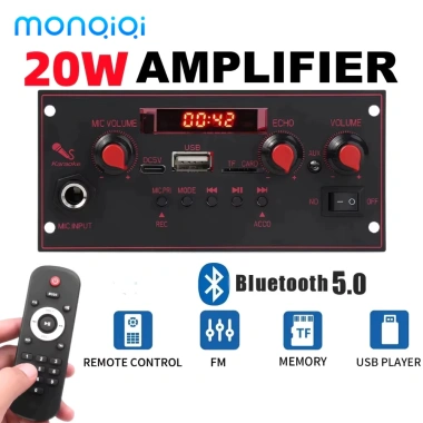 MONQIQI Bảng Mạch Khuếch Đại Âm Thanh 20W DC5V Bluetooth 6.5mm FM Radio TF USB cho Xe Hơi - Giảm Giá 110k