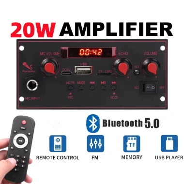 MONQIQI Bảng Mạch Khuếch Đại Âm Thanh 20W DC5V Bluetooth 6.5mm FM Radio TF USB cho Xe Hơi - Giảm Giá 110k