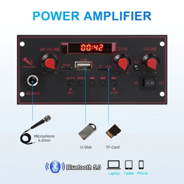 MONQIQI Bảng Mạch Khuếch Đại Âm Thanh 20W DC5V Bluetooth 6.5mm FM Radio TF USB cho Xe Hơi - Giảm Giá 110k