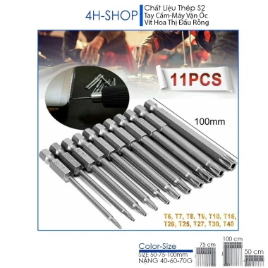 MONQIQI Bộ Mũi Vít Hoa Thị Lỗ Chân Lục Giác VITO Thép S2 Nhiều Kích Ưu Đãi 73.500đ 5