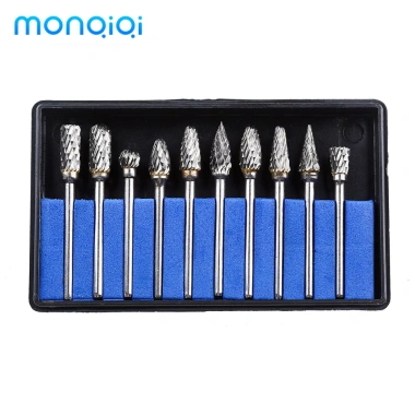 MONQIQI Đầu Mài Thép Vonfram 10 Cái - Bộ Mũi Khoan Cacbua, Bền, Sắc, Giá Ưu Đãi 170.000₫