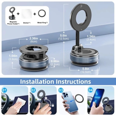 MONQIQI Giá đỡ điện thoại ô tô - Hút chân không từ tính gập 360° đa năng 66.000₫