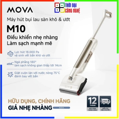 Mova M10 Máy Hút Bụi Lau Nhà Cầm Tay - Lực Hút 18.000Pa, Bảo Hành 24 Tháng, Ưu Đãi 1 Đổi 1 15 Ngày