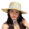 Mũ chống nắng ca rô xanh trắng vành lớn dệt, thời trang mùa hè cho bé gái - 118.800₫ 9