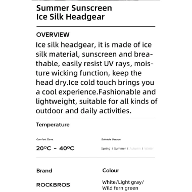Mũ Chống Nắng Rockbros Ice Silk Thoáng Khí Bảo Vệ UV, Thích Hợp Xe Máy & Thể Thao Ngoài Trời - Giá 142,552₫