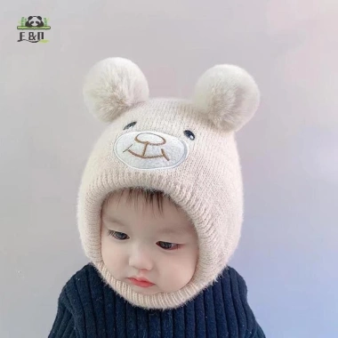 Mũ Dệt Kim Bò Gấu Dễ Thương cho Bé - Ấm Áp Thu Đông, Bảo Vệ Tai, Trẻ Tập Đi EMKK