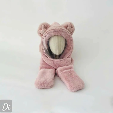 Mũ Len Lông Trùm Đầu 3in1 Cho Bé - Kính Chắn Gió, Khăn Quàng Cổ, Xỏ Tay Giá Ưu Đãi 99.999đ