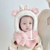 Mũ lông cừu trùm đầu 3 trong 1 chống lạnh mùa đông kính che mặt che tai cho bé ấm áp