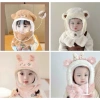 Mũ lông cừu trùm đầu 3 trong 1 chống lạnh mùa đông kính che mặt che tai cho bé ấm áp 7