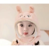 Mũ lông cừu trùm đầu 3 trong 1 chống lạnh mùa đông kính che mặt che tai cho bé ấm áp 8