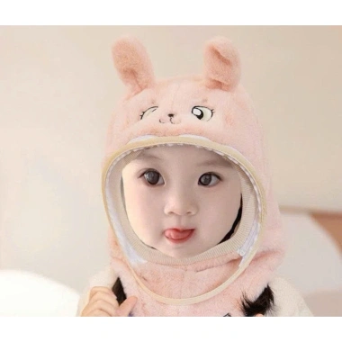 Mũ lông cừu trùm đầu 3 trong 1 chống lạnh mùa đông kính che mặt che tai cho bé ấm áp 8