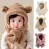 Mũ lông gấu trẻ em lông xù dày kèm khăn quàng cổ màu trơn – ấm áp sang trọng mùa đông, giá ưu đãi 46.900 2