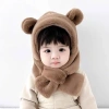 Mũ lông gấu trẻ em lông xù dày kèm khăn quàng cổ màu trơn – ấm áp sang trọng mùa đông, giá ưu đãi 46.900 4