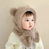 Mũ lông gấu trẻ em lông xù dày kèm khăn quàng cổ màu trơn – ấm áp sang trọng mùa đông, giá ưu đãi 46.900 8