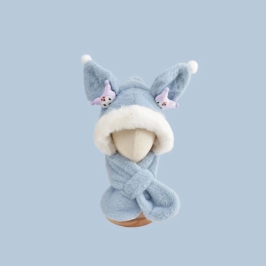 Mũ lông thỏ Kurumi & Labubu giữ ấm cho bé, kèm khăn mềm cotton, giảm giá 119k 3