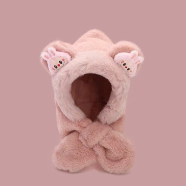 Mũ lông thỏ Kurumi & Labubu giữ ấm cho bé, kèm khăn mềm cotton, giảm giá 119k 6