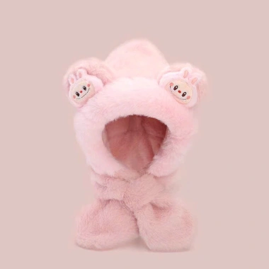 Mũ lông thỏ Kurumi & Labubu giữ ấm cho bé, kèm khăn mềm cotton, giảm giá 119k 7