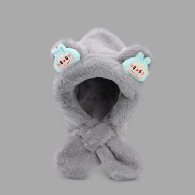 Mũ lông thỏ Kurumi & Labubu giữ ấm cho bé, kèm khăn mềm cotton, giảm giá 119k 9