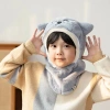 Mũ trẻ em dày dặn, trùm đầu và kính chắn gió tháo rời, lông cừu mềm mại hoạt hình