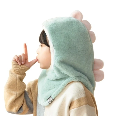 Mũ trẻ em dày dặn, trùm đầu và kính chắn gió tháo rời, lông cừu mềm mại hoạt hình 9