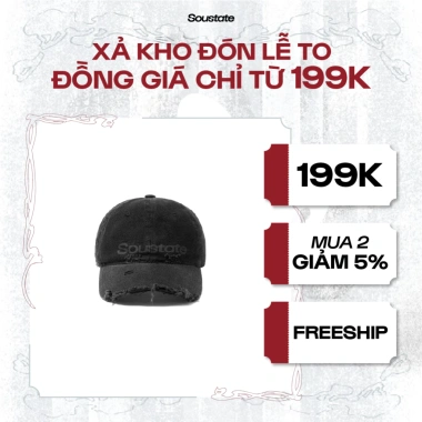 Mũ Washed Distressed SOUSTATE Chính Hãng - Giảm 55k, Giá CỰC RẺ 190k 2 Mũ Washed Distressed SOUSTATE Chính Hãng - Giảm 55k, Giá CỰC RẺ 190k 2