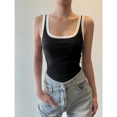 Mua 2 áo 2 dây bảng to cổ U5 viền phối, tặng dây chuyền cao, giá chỉ 17.420₫