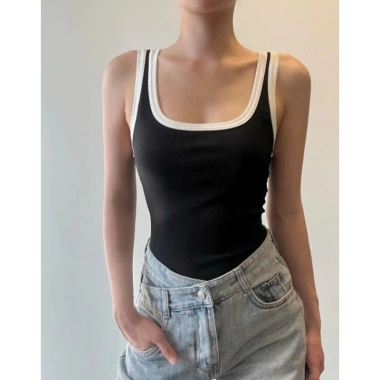 Mua 2 áo 2 dây bảng to cổ U5 viền phối, tặng dây chuyền cao, giá chỉ 17.420₫