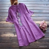 Mùa Hè 2.025 Áo Đầm Dân Tộc Nữ Thời Trang Vải Lanh Cotton Thêu Giá chỉ 315.423₫ 4