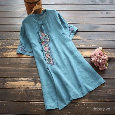 Mùa Hè 2.025 Áo Đầm Dân Tộc Nữ Thời Trang Vải Lanh Cotton Thêu Giá chỉ 315.423₫ 5
