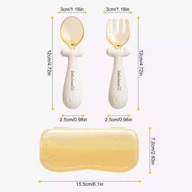 Muỗng nĩa linh hoạt cho bé - Dụng cụ tự ăn chịu nhiệt, uốn cong, giúp bé tập cai sữa zoeqnvn