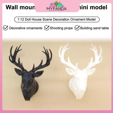 MYPANDA 1/12 Nhà Búp Bê Đầu Hươu Treo Tường Trang Trí Giáng Sinh Thu Nhỏ 4