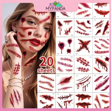 MYPANDA 20 Tờ Hình Xăm Sẹo Thực Tế 3D - Dán Vết Thương Giả Chống Thấm Nước, Thích Hợp Halloween & Cosplay Giá 68.472 VND 7
