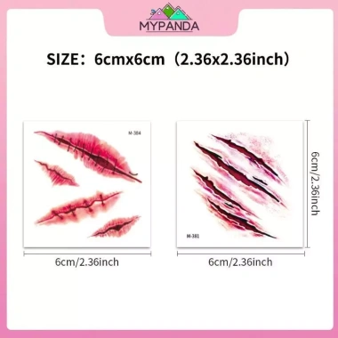 MYPANDA 20 Tờ Hình Xăm Sẹo Thực Tế 3D - Dán Vết Thương Giả Chống Thấm Nước, Thích Hợp Halloween & Cosplay Giá 68.472 VND 9