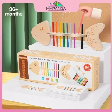 MYPANDA Xương Cá Ghép Đôi Gỗ - Đồ chơi Montessori Giá 100.200 VND, phát triển nhận thức màu sắc và vận động