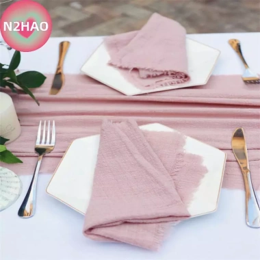 N2HAO 10 chiếc 32x32cm Gạc Cotton Khăn Ăn Tái Sử Dụng Trà Tiệc Cưới Giáng Sinh