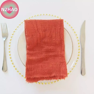 N2HAO 10 chiếc 32x32cm Gạc Cotton Khăn Ăn Tái Sử Dụng Trà Tiệc Cưới Giáng Sinh
