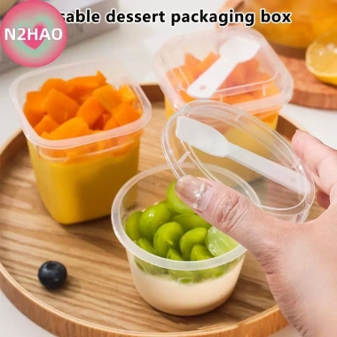 N2HAO 20 Cốc Nhựa 220/280ml Có Nắp Thìa Pudding Cup Bánh Cốc Thạch Sữa Chua 126.720₫ 2