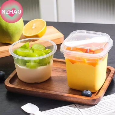 N2HAO 20 Cốc Nhựa 220/280ml Có Nắp Thìa Pudding Cup Bánh Cốc Thạch Sữa Chua 126.720₫ 3