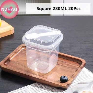 N2HAO 20 Cốc Nhựa 220/280ml Có Nắp Thìa Pudding Cup Bánh Cốc Thạch Sữa Chua 126.720₫ 7