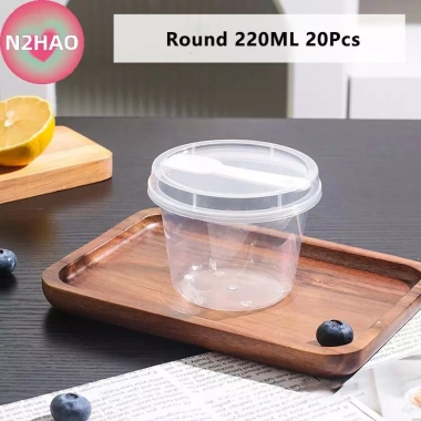 N2HAO 20 Cốc Nhựa 220/280ml Có Nắp Thìa Pudding Cup Bánh Cốc Thạch Sữa Chua 126.720₫ 8